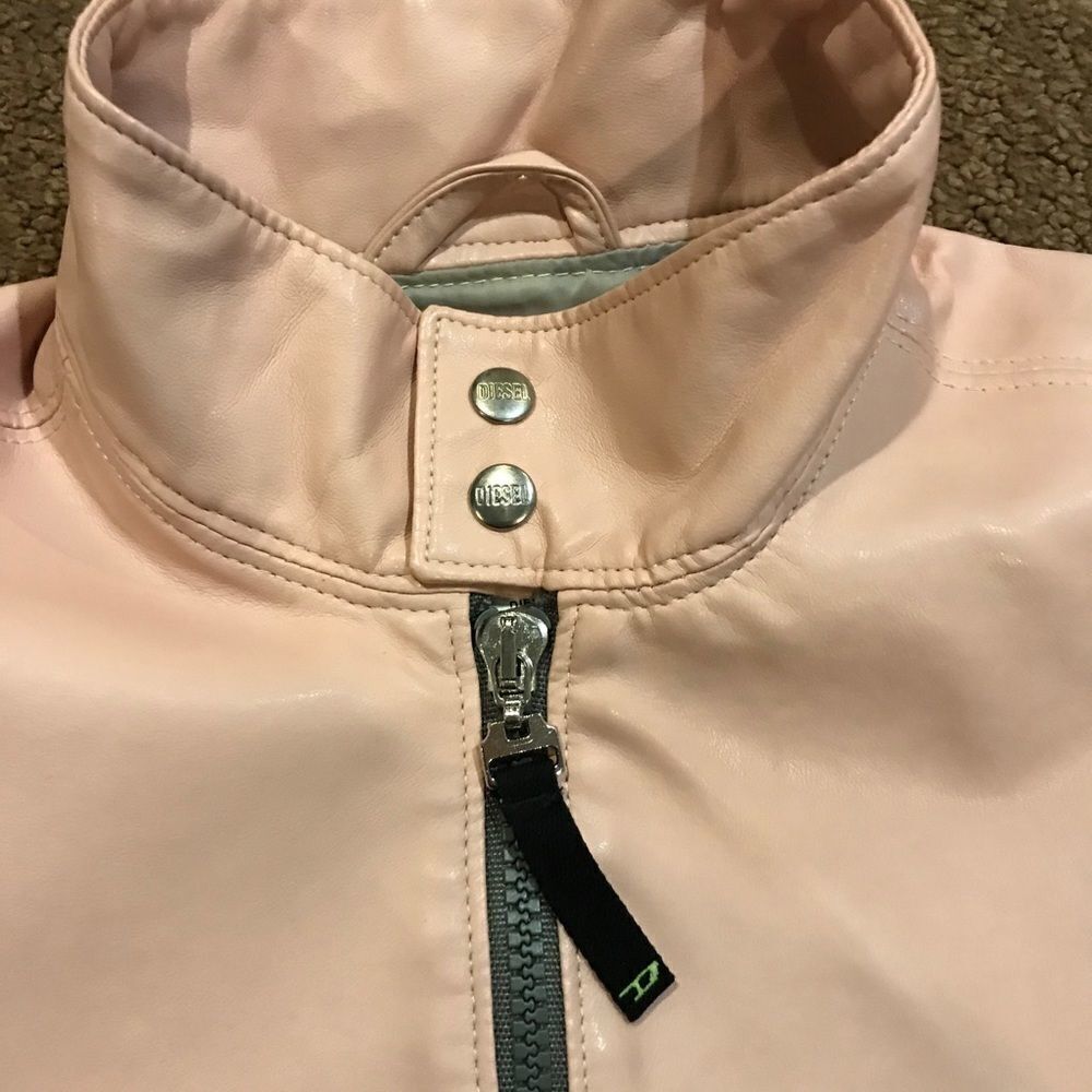 Diesel Blush Pink faux Leather Jacket - Picture 3 of 5